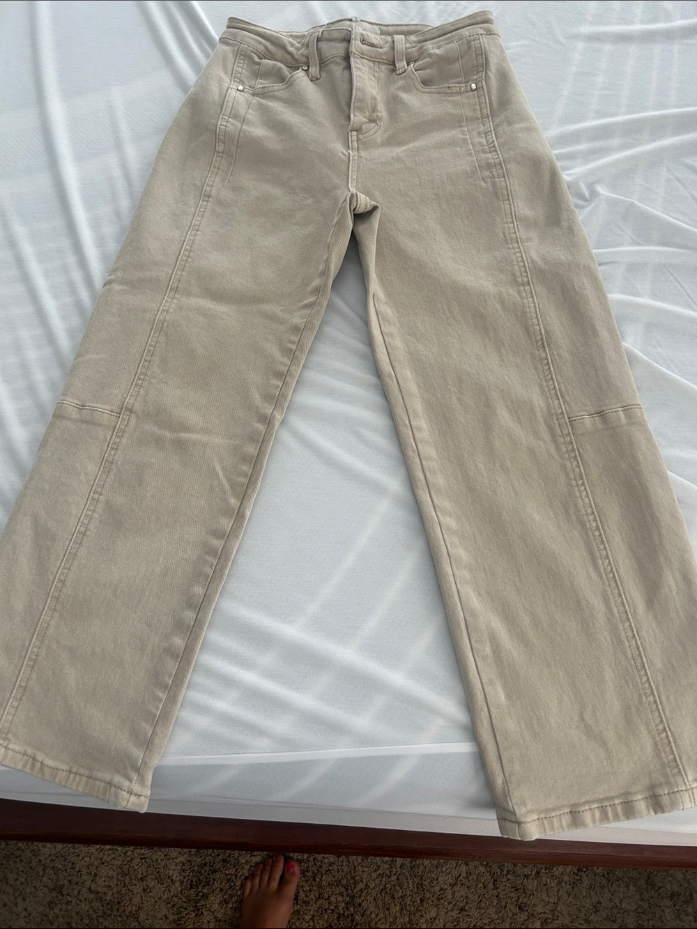 Risen Wide Leg Beige Jeans